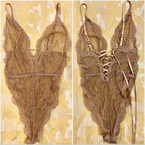 ASOS Other - ASOS Lace High Leg Thong Bodysuit in Mauve